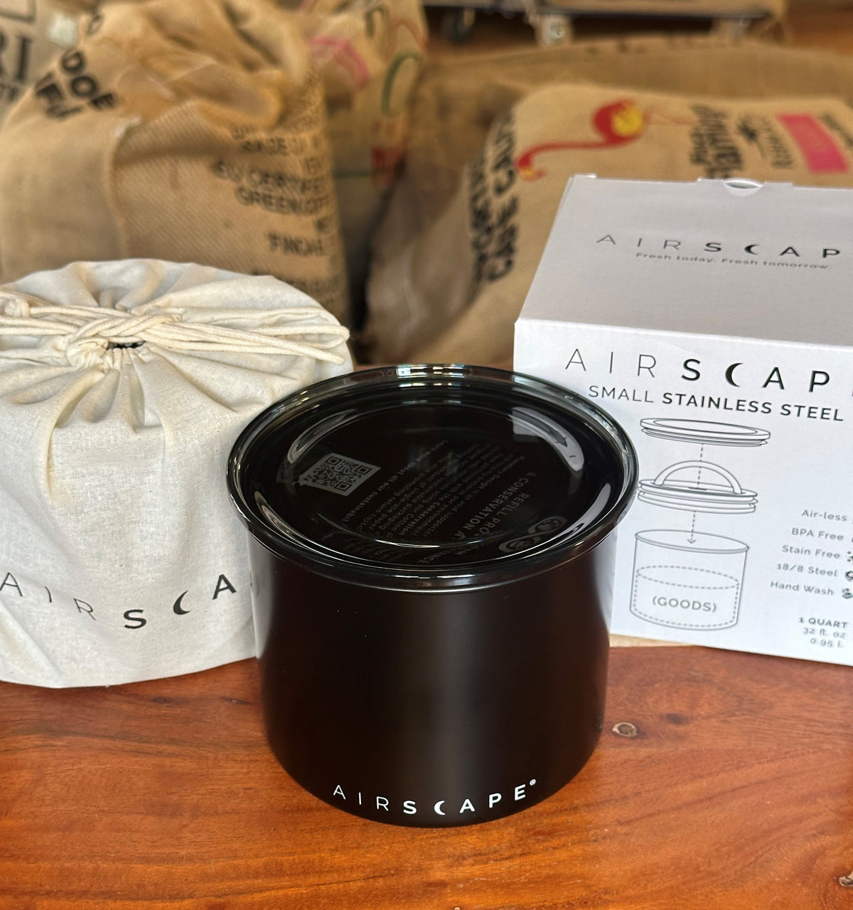 Airscape Kaffeedose klein, schwarz matt, Edelstahl
